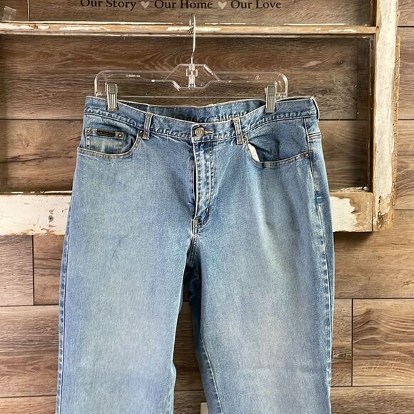 Vintage NEW YORK JEANS Ladies Light Wash Button Zip Denim Jeans Size 16 Bootcut - Picture 3 of 10